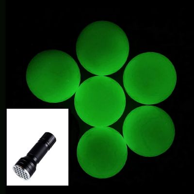 Aolowewin 6X Glow in The Dark Golf Balls, Fluorescent Luminous Balls, Night Practice Golf Ball, Inner no LED, Light Up for 20-30 Minutes, with 1x UV Flashlight (7)