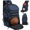TRAILKICKER Basketball Bag Backpack with Ball Holder Multi-Sport Backpack for Soccer Volleyball Football Baseball Helmet (TK2-Navy, Large) view 1