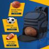 TRAILKICKER Basketball Bag Backpack with Ball Holder Multi-Sport Backpack for Soccer Volleyball Football Baseball Helmet (TK2-Navy, Large) view 3