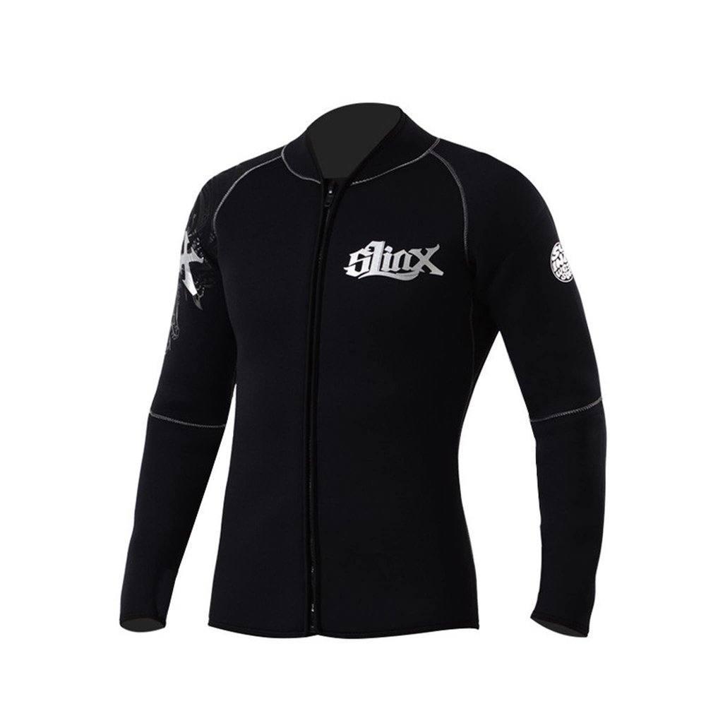 bestgift Thickened Diving Suit 5mm Fleece Lining Warm Split Diving Suit Surfing Wetsuit Jacket Black 5mm M