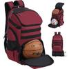 TRAILKICKER Basketball Bag Backpack with Ball Holder Multi-Sport Backpack for Soccer Volleyball Football Baseball Helmet (TK2-Burgundy, Large) view 1