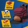 TRAILKICKER Basketball Bag Backpack with Ball Holder Multi-Sport Backpack for Soccer Volleyball Football Baseball Helmet (TK2-Burgundy, Large) view 3
