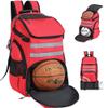 TRAILKICKER Basketball Bag Backpack with Ball Holder Multi-Sport Backpack for Soccer Volleyball Football Baseball Helmet (TK2-Red, Large) view 1