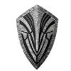 28" Medieval Gothic Shield Wall Decor, Knight Armor Style Metal Plaque, Fantasy Warrior Crest Hanging Art, Black and Silver Embossed Design, Home Office Game Room Decoration, Gift for History Lovers view 1