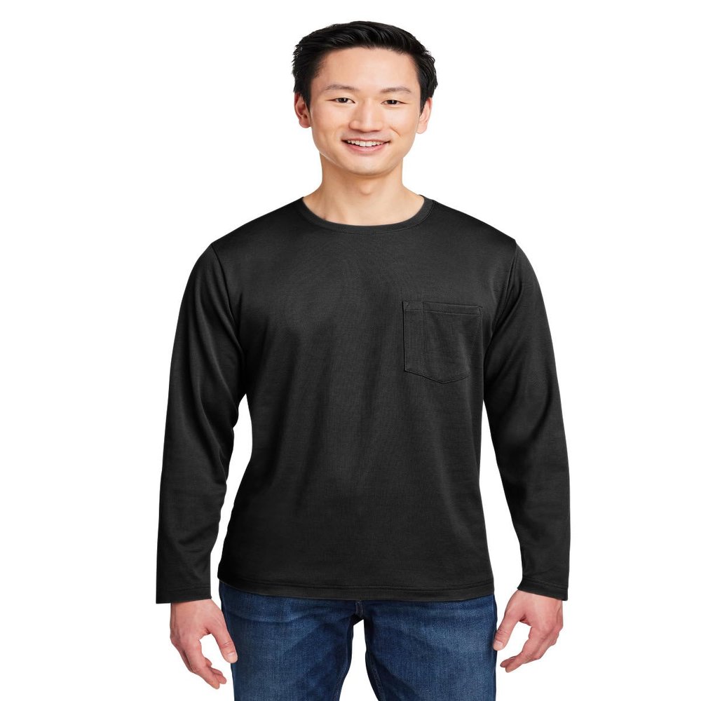 Harriton Unisex Charge Snag and Soil Protect Long-Sleeve T-Shirt Black