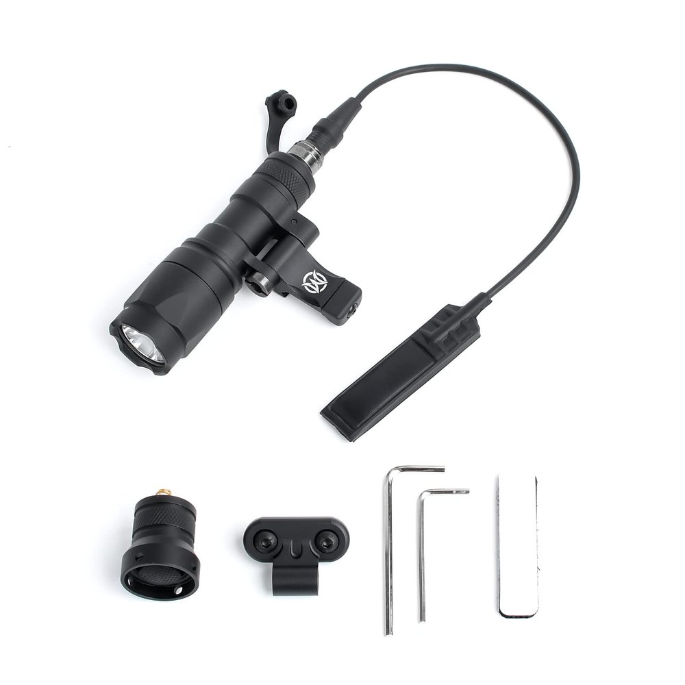NOBUHIRO M340A 540 Lumens Tactical Flashlight, with Replaceable Mounting Rotating Base, Suitable for 20mm Picatinny & Mlok/Keymod Rail, Include with Remote Pressure & Push Button Switch