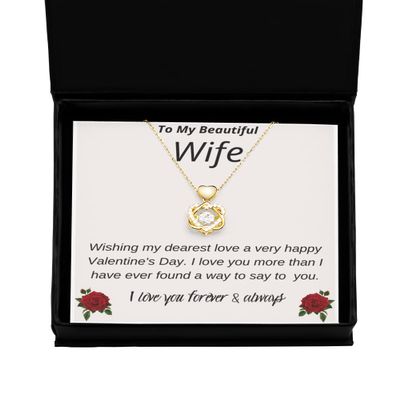 Heart Knot Gold Necklace Valentines Day Gift For Wife, To My Beautiful Wife Necklace For Women, Soulmate Jewelry, To My Wife Necklace From Husband,
