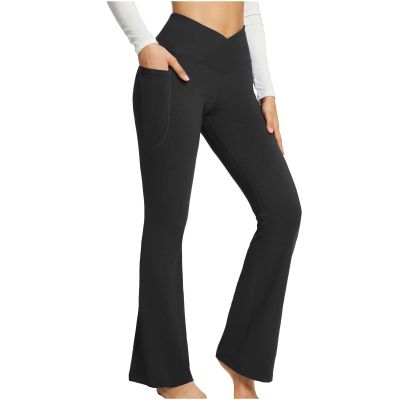 tuduoms Women's Bootcut Yoga Pants Workout High Waist Flare Yoga Leggings Sunflower Print Wide Leg Pants Lounge Bell Bottom Dress Pants Tummy Control Leggings