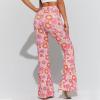 tuduoms Women's Bootcut Yoga Pants Workout High Waist Flare Yoga Leggings Sunflower Print Wide Leg Pants Lounge Bell Bottom Dress Pants Tummy Control Leggings view 3