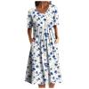 Dresses For Women 2023 Wedding Guest,Dress Plus Size Evening Dresses For Women Elegant Plus Size Holiday Women's Summer Casual Fashion O-Neck Short Sleeve Print Pullover Loose (Sky Blue,Large) view 1