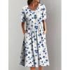 Dresses For Women 2023 Wedding Guest,Dress Plus Size Evening Dresses For Women Elegant Plus Size Holiday Women's Summer Casual Fashion O-Neck Short Sleeve Print Pullover Loose (Sky Blue,Large) view 2