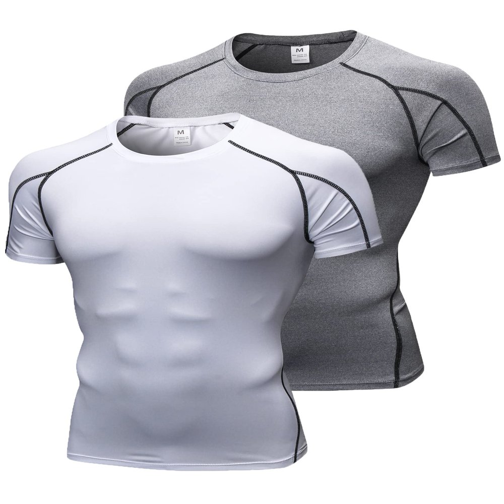 Men's Compression Shirts Short Sleeve Workout T Shirt Cool Dry Athletic Undershirts Gym Yoga Base Layers Running Tops