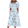 NOKMOPO Easter Dress for Women,Womens Short Sleeve Dress Short Sleeve Button Down Dress Plus Size Dresses for Women Sexy Women's Summer Casual Fashion Printed Short Sleeve 2022 O-Neck (Blue,Large) view 1