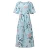 NOKMOPO Easter Dress for Women,Womens Short Sleeve Dress Short Sleeve Button Down Dress Plus Size Dresses for Women Sexy Women's Summer Casual Fashion Printed Short Sleeve 2022 O-Neck (Blue,Large) view 3