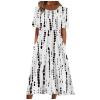 Maxi Dress For Women Plus Size, Dupes Dress Dress For Women Plus Size Cute Dresses Sexy Women's Summer Casual Fashion Printed Short Sleeve 2022 O-Neck Pocket Dress Pink Ruffle Dress(Black,Large) view 1