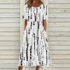 Maxi Dress For Women Plus Size, Dupes Dress Dress For Women Plus Size Cute Dresses Sexy Women's Summer Casual Fashion Printed Short Sleeve 2022 O-Neck Pocket Dress Pink Ruffle Dress(Black,Large) view 2