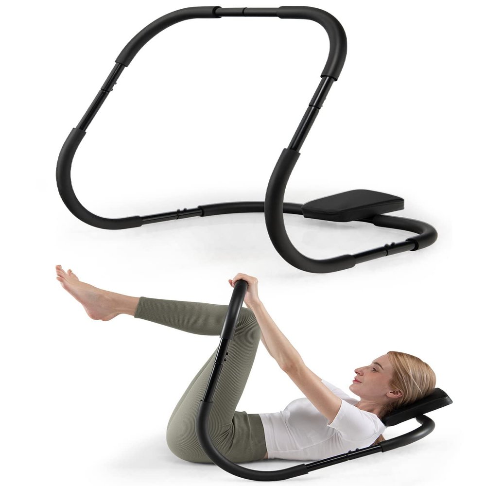 Ab Crunch Machine, Ab Roller for Home, Portable Ab Cruncher Sit Up Exercise Equipment for Core Strength, Sturdy Ab Workout Equipment, Black