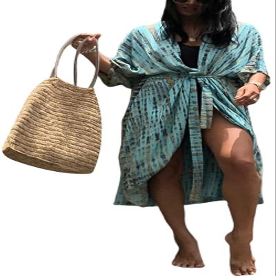 Kimono Cover Up Swimwear for Women Trendy 2023 Summer Batwing Sleeve Open Front Swimsuit Cardigan Coverups Maxi Bohemian Tie Dye Bathing Suit