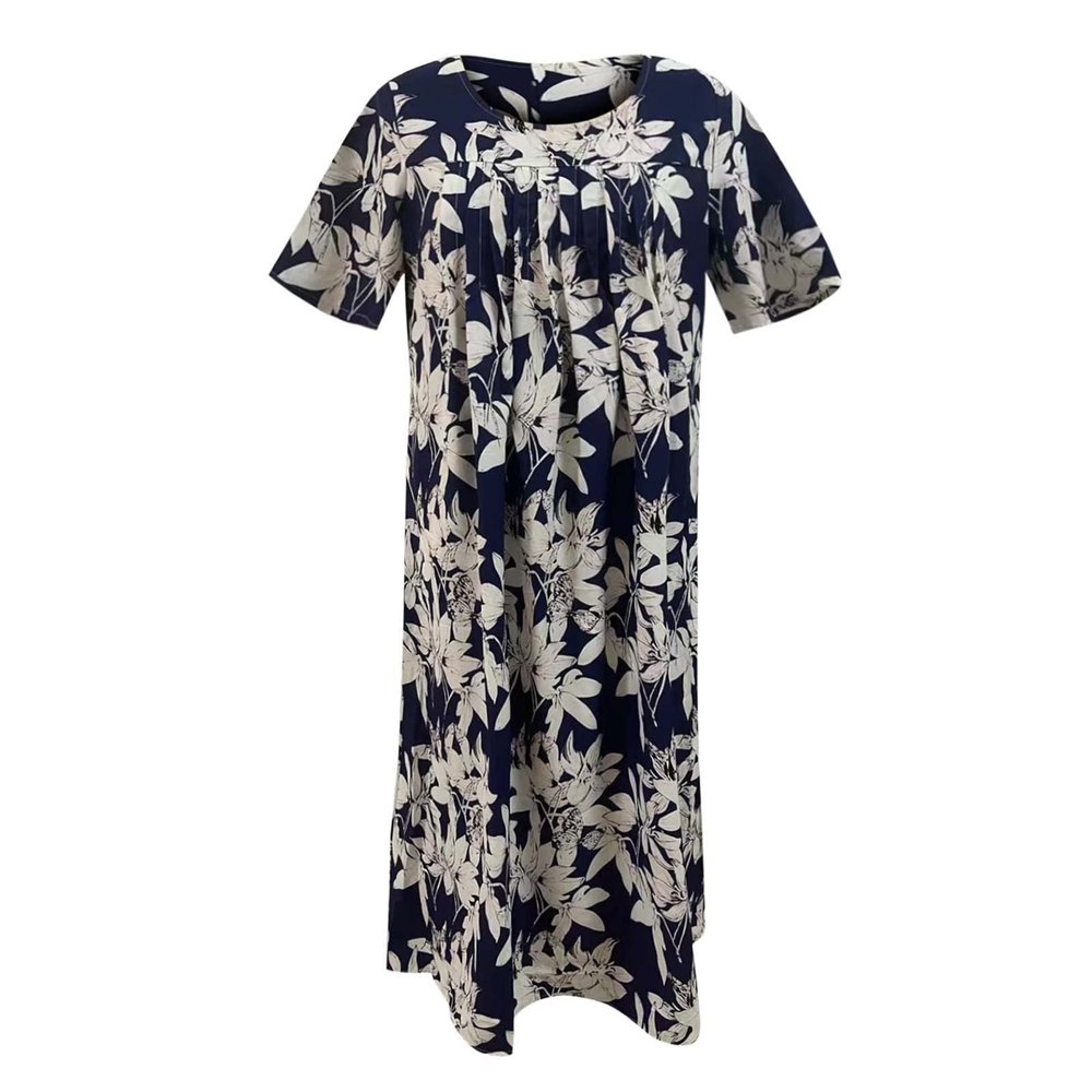 Party Dress For Women,Black Dress Short Sleeve Black Evening Dresses For Women Short Sleeve Homecoming Women's Summer Casual Fashion O-Neck Short Sleeve Print Pullover Loose Dress (Blue,Large)