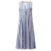 Sequin Dress for Women,Cute Dresses for Women Plaid Dresses for Women Summer Dress Beach Women Casual Summer Stripe Button V Neck Sleeveless Pocket Holiday Dress Floral Sundress (Blue,Large) view 3