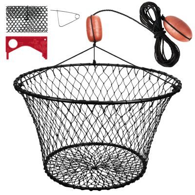 QualyQualy Crab Ring Trap Bait with Fishing Buoy Marker Floats Heavy Duty Net with 36 Tarred Braided Twine Fishing Crabbing Net for Board, Kayak, Dock and Pier 29" X 18" X 16.5"