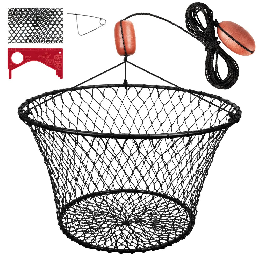 QualyQualy Crab Ring Trap Bait with Fishing Buoy Marker Floats Heavy Duty Net with 36 Tarred Braided Twine Fishing Crabbing Net for Board, Kayak, Dock and Pier 29" X 18" X 16.5"