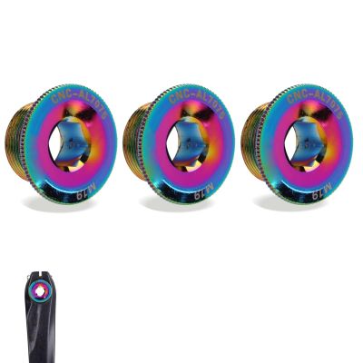 Niiyen 3pcs Bicycle Crank Bolts Arm M19 Crank Cover Colored Crankcover Nuts Aluminum Alloy Bike Chainwheel Screw for Mountain Bike(Colorful)