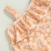 Lamuusaa Infant Baby Girl Swimsuit Sleeveless Off Shoulder Ruffle Swimwear One Piece Bikini Bathing Suit Orange view 3