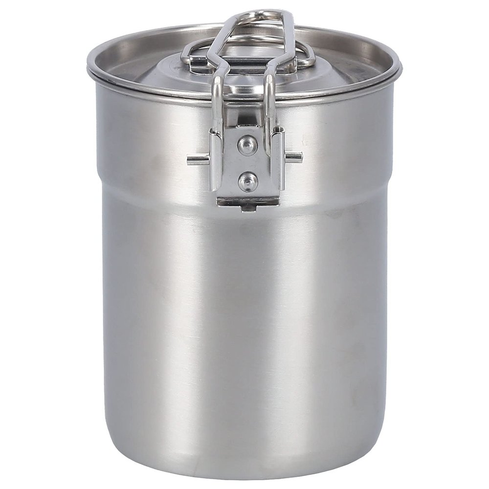1L Camping Cooking Pot with Foldable Handle Lid, Outdoor Coffee Maker Cup, Stainless Steel Camping Cup, Campfires Coffee Mug for Hiking Outdoor Cooking, Outdoor Coffee Maker Cup Cooking Pot Camping C
