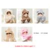 Winter Faux Fur Hood Hat Scarf and Gloves for Kids, 3 in 1 Lamb Wool Hooded Scarf for Girls and Boys 1-7 Years Old view 2