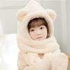 Winter Faux Fur Hood Hat Scarf and Gloves for Kids, 3 in 1 Lamb Wool Hooded Scarf for Girls and Boys 1-7 Years Old view 3
