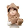 Winter Faux Fur Hood Hat Scarf and Gloves for Kids, 3 in 1 Lamb Wool Hooded Scarf for Girls and Boys 1-7 Years Old view 1