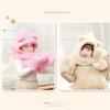 Winter Faux Fur Hood Hat Scarf and Gloves for Kids, 3 in 1 Lamb Wool Hooded Scarf for Girls and Boys 1-7 Years Old view 4