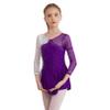 FEESHOW Kids Girls Long Sleeve Figure Ice Skating Dress Ballerina Shiny Diamond Ballet Dance Leotards Costume Purple 8 Years view 3