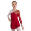 FEESHOW Kids Girls Long Sleeve Figure Ice Skating Dress Ballerina Shiny Diamond Ballet Dance Leotards Costume Burgundy 8 Years view 1