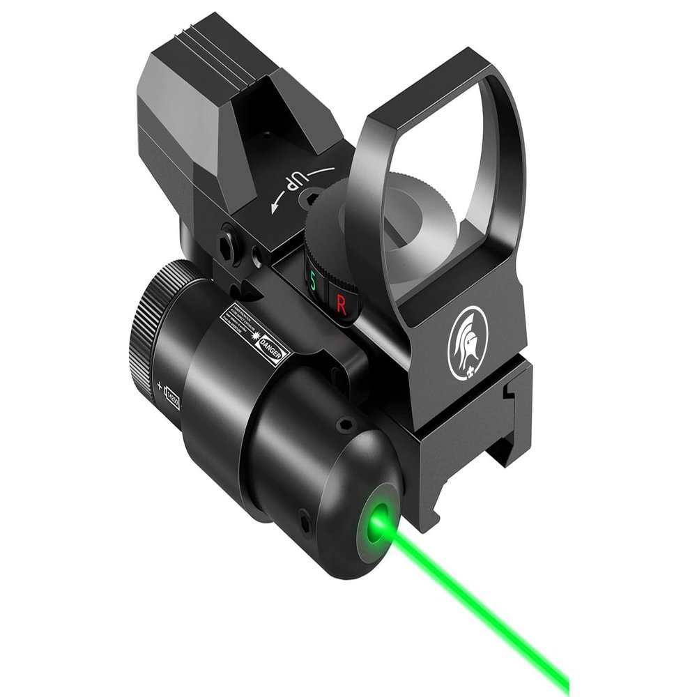 Lancer Tactical 1X22X33 Reflex Sight Red Dot Sight Red Green 4 Reticle Optics with Green Laser for 20mm Rail