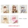 Winter Faux Fur Hood Hat Scarf and Gloves for Kids, 3 in 1 Lamb Wool Hooded Scarf for Girls and Boys 1-7 Years Old view 2