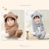 Winter Faux Fur Hood Hat Scarf and Gloves for Kids, 3 in 1 Lamb Wool Hooded Scarf for Girls and Boys 1-7 Years Old view 4