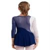 Loloda Girls Long Sleeve Ballet Dance Figure Ice Skating Dress Kids Glitter Leotards with Skirted Performance Costume Navy Blue 14 Years view 3