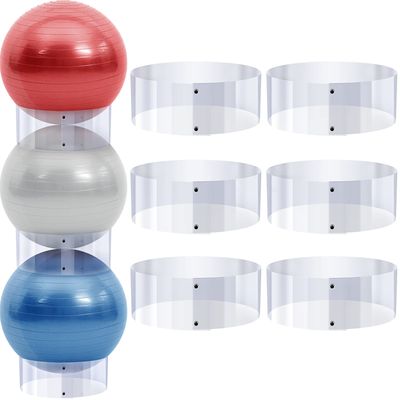 Hoteam 6 Pcs Exercise Ball Holder Yoga Exercise Stand Stability Storage Stackers Clear Plastic Holder for Different Size Stability Yoga Balls Storage Display