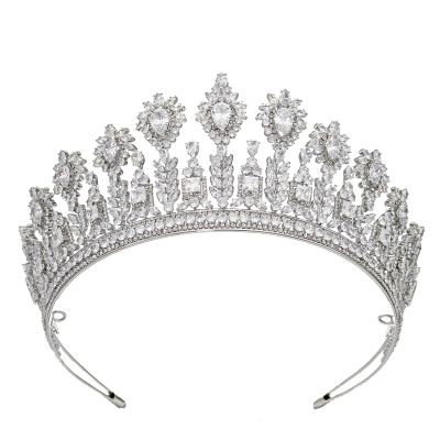 Cubic Zirconia Tiara Silver Wedding Pageant Prom Quinceanera Crown