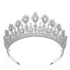 Cubic Zirconia Tiara Silver Wedding Pageant Prom Quinceanera Crown view 1