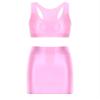 Yihuimin Women Shiny Glossy Pencil Skirts Sets with Sports Crop Top Activewear Musical Party Clubwear Pink Large view 1
