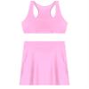 Yihuimin Women Shiny Glossy Pencil Skirts Sets with Sports Crop Top Activewear Musical Party Clubwear Pink Large view 3