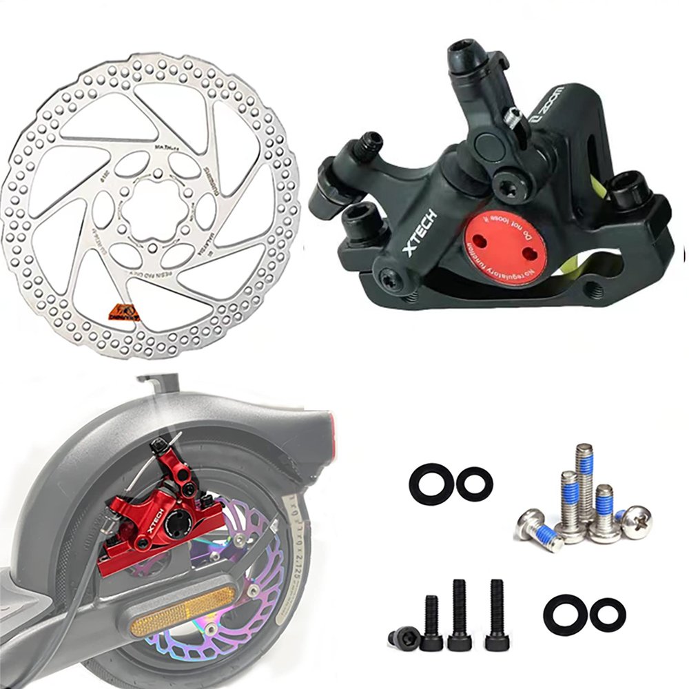Felixstory Brake Adapter 135 Disc Brake Disc Combination Cable Hydraulic Disc Brake Caliper Disc Brake Calipers Front/Rear Replacement for Xiaomi M365/Pro Extra Powerful Hybrid Brake Bike Disc(Black)