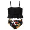 Two Piece Matching Clothing Swimsuit and Swimsuit Print Girls Swimwear Tops Shorts Outfits Girls (Black, 10-12 Years) view 1