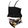 Two Piece Matching Clothing Swimsuit and Swimsuit Print Girls Swimwear Tops Shorts Outfits Girls (Black, 10-12 Years) view 2