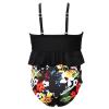 Two Piece Matching Clothing Swimsuit and Swimsuit Print Girls Swimwear Tops Shorts Outfits Girls (Black, 10-12 Years) view 3