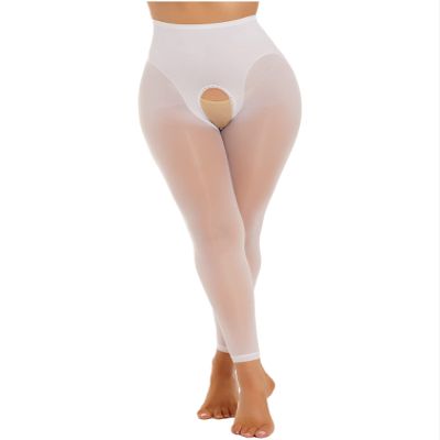 YiZYiF Women's Shimmery Oil 30 Denier Semi Opaque Tights Footless Pantyhose Sheer Stockings Type A White One Size