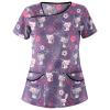 2025 Summer New Cartoon Printed Nursing Scrubs Shirts for Women Frenchie Plus Size Womens Scrub 4x-5x Stretch Cute Prints Scrub Tops with Designs view 1